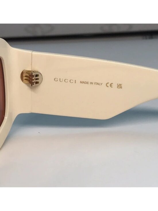 New Authentic Gucci Cream Sunglasses with Orange Lenses GG0983S 001 main image 5